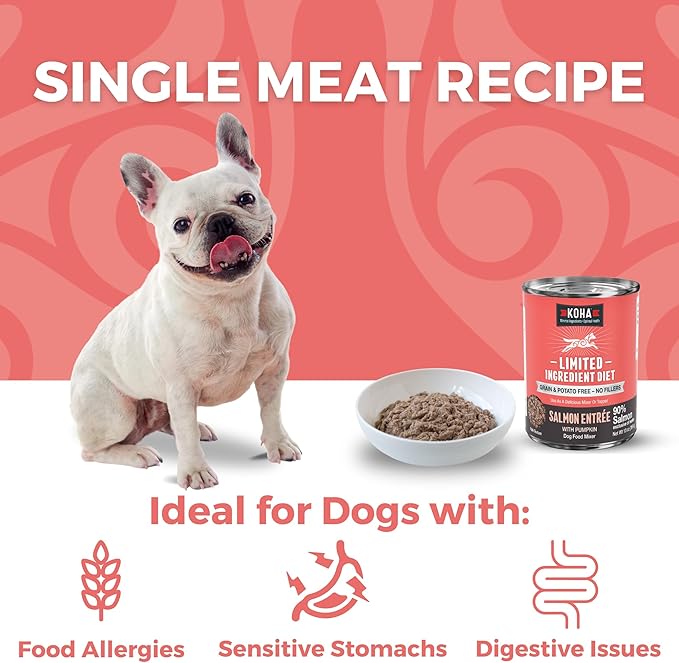 KOHA Limited Ingredient Diet Salmon Entrée for Dogs - Dog Food Toppers for Picky Eaters - Sensitive