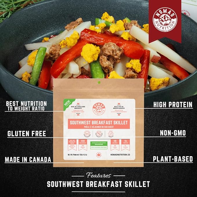 Nomad Nutrition Southwest Breakfast Skillet | Instant Freeze Dried Backpacking & Camping Food |