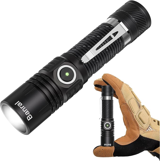 Rechargeable Tactical Flashlights, High Lumens Small Mini USB-C LED Flashlight, Compact EDC Flash