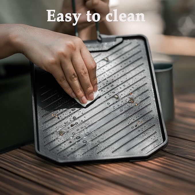 Naturehike Camping Frying Pans Nonstick With Folding Handle, Square Portable Grill Pan for Cooking