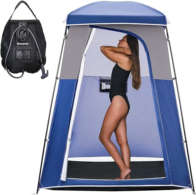KingCamp Shower Tent, Portable Privacy Tent Outdoor Camping 1/2 Room Toilet Tents with Shower Bag &