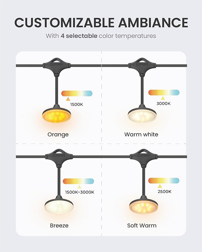 Claymore Cadena UF5 String Lights (Light Gray) - LED Outdoor String Lights for Halloween