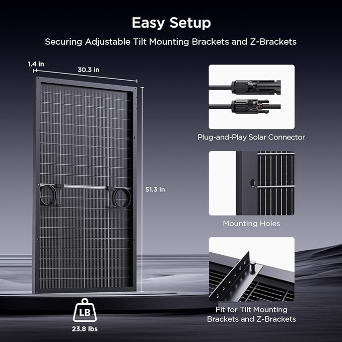 N-Type 16BB 400W Bifacial Solar Panel, 2Pcs 200 Watt Solar Panel 12V, 25% High Efficiency