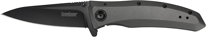 Kershaw Grid Pocketknife, 3.7" 8Cr13MoV Steel Drop Point Plain Edge Blade, Assisted One-Handed