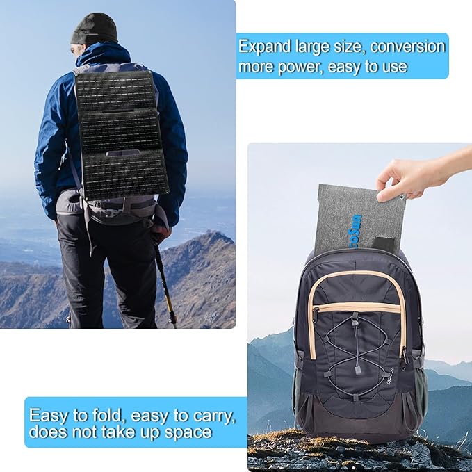 36W Portable Solar Panel with USB-A QC3.0 18W Charging for Phone,Ipad,Power Bank,Camping,IPX4