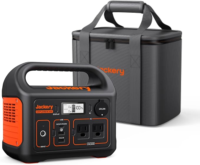 Jackery Portable Power Station Explorer 300 with Carrying Bag, 293Wh Backup Lithium Battery, Solar