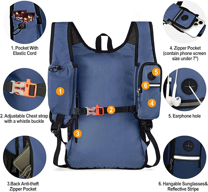 Seektop 15L Small Hiking Backpack for Women Men, Lightweight Hiking Packable Daypack with Phone