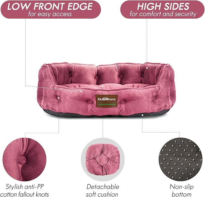 ClevaHome Cat Dog Bed for Small Pets up to 15lbs - Round Cat Beds for Indoor Cats, Machine Washable