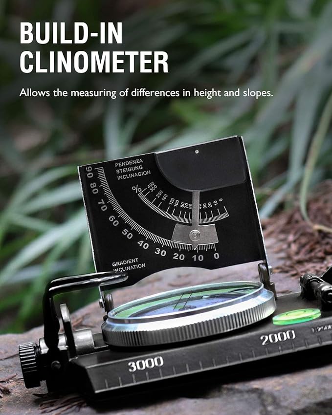 Eyeskey Multifunctional Military Sighting Navigation Compass with Inclinometer | Impact Resistant &