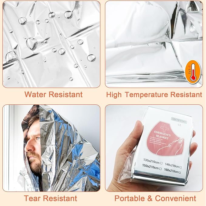 Emergency Blankets Mylar Thermal Blanket (10 Pack-Silver) 84"x52" Space Blankets Survival for First