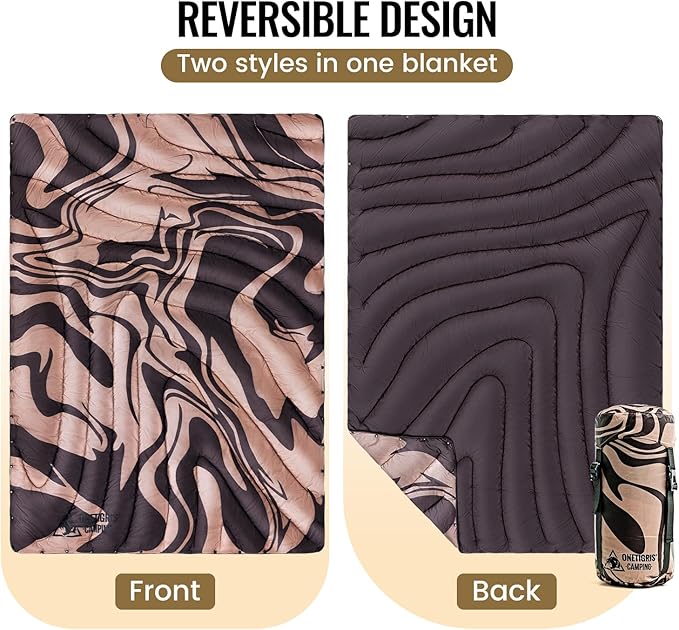 ONETIGRIS Camping Blanket,Wearable Outdoor Quilt with Recycled Thermal Insulation, Convertible to