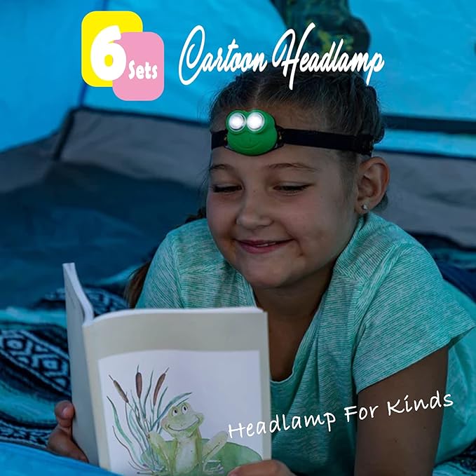 Headlamp for Kids, Battery Powered LED Headlamps, Owl Frog Giraff Dog Fox Raccoon Theme Gift for