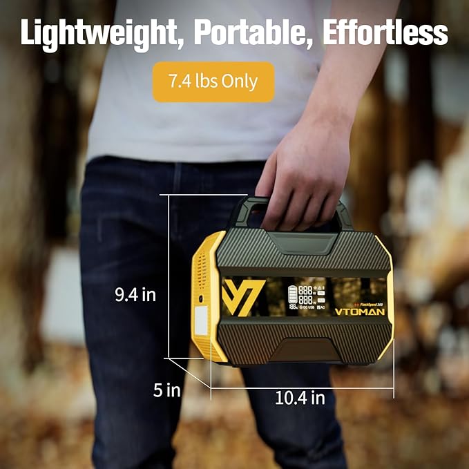 VTOMAN FlashSpeed 300 Portable Power Station 300W, 230Wh Solar Generator with LiFePO4 Battery Pack