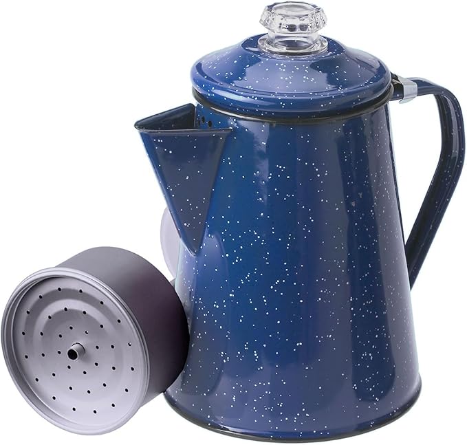 GSI Outdoors Percolator Coffee Pot | Enamelware Campfire Coffee Boiler Kettle for Outdoor Camping
