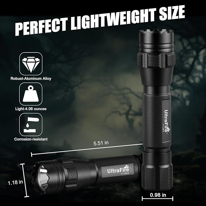 ULTRAFIRE Tactical Red Flashlight, 620nm-630nm High Purity Red LED Hunting Light,Super Bright 218