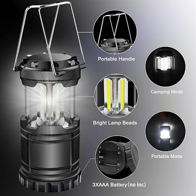 EXTRASTAR 4 Pcs LED Camping Lantern, Battery Powered Compact LED Lanterns, Suitable Survival Kits