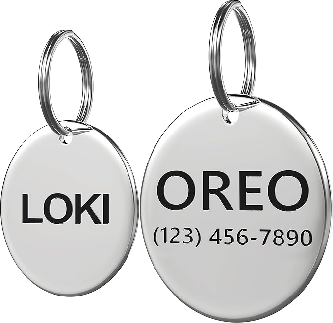 Stainless Steel Pet ID Tag Front and Back Custom for Dog Cat Personalized