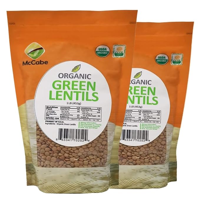 McCabe Organic Green Lentils - Green Lentils Organic | Rich with Fiber & Minerals | USDA and CCOF