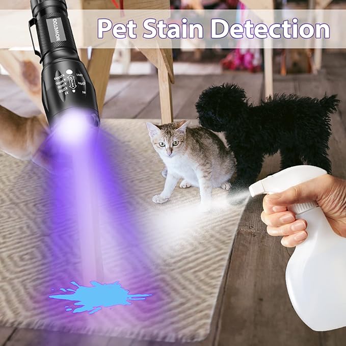 UV Flashlight, Portable Blacklight Flashlight, LED Torch with White and Ultraviolet Light Combo