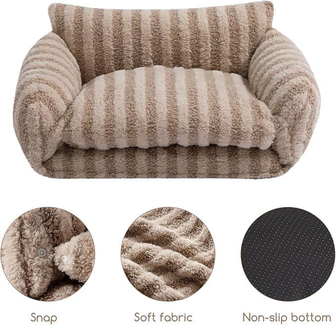Hollypet Cat Bed Fluffy Plush Mutifuctional Double-Layer Soft Pet Couch Orthopedic Sofa Nest Beds
