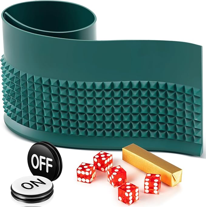 Leyndo Craps Tabletop Game Set, Includes 48"x11" Rubber Craps Diamond Pyramid Bumper, Casino Grade