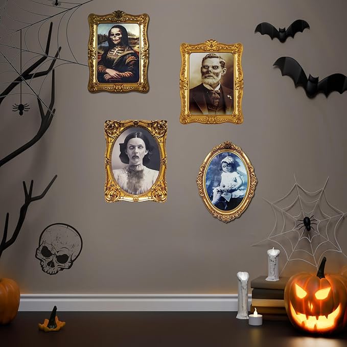 ECGER Halloween Decorations Indoor, Haunted Scary Decor - 3D Changing Face Pictures, Vintage Moving