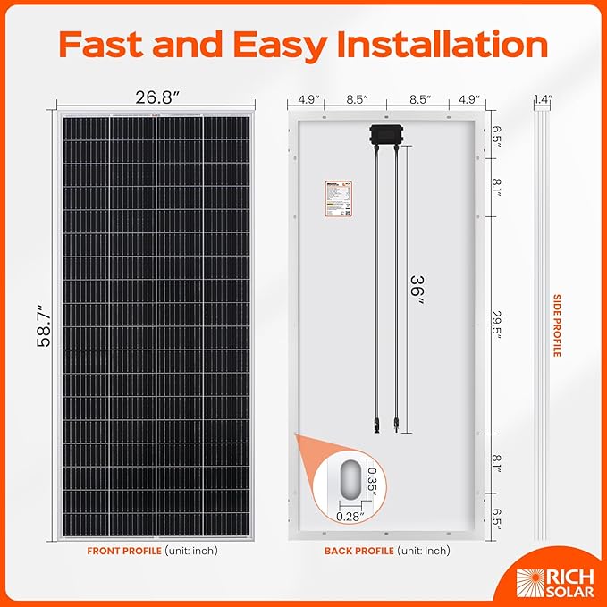 RICH SOLAR 200 Watt 24 Volt 9BB Cell Monocrystalline Solar Panel High Efficiency Solar Module for