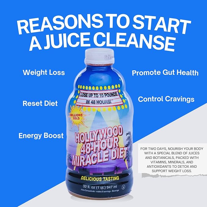 Hollywood diet - 48-Hour Miracle Fruit Juice Cleanse Diet 4-Pack, Detox Cleanse for Weight Loss &