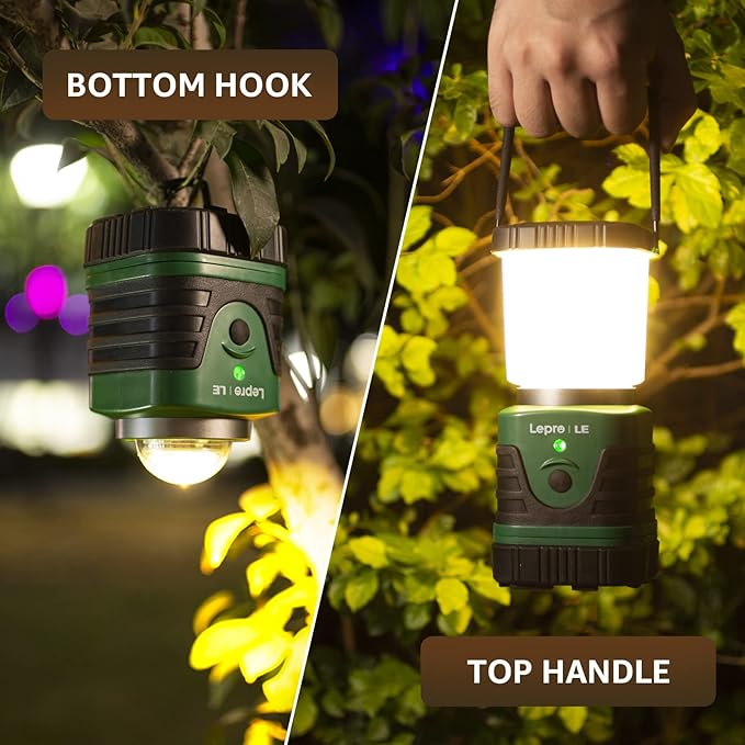 Lighting EVER 1000LM LED Camping Lantern Rechargeable, 4400mAh Power Bank, Camping Essential with 4