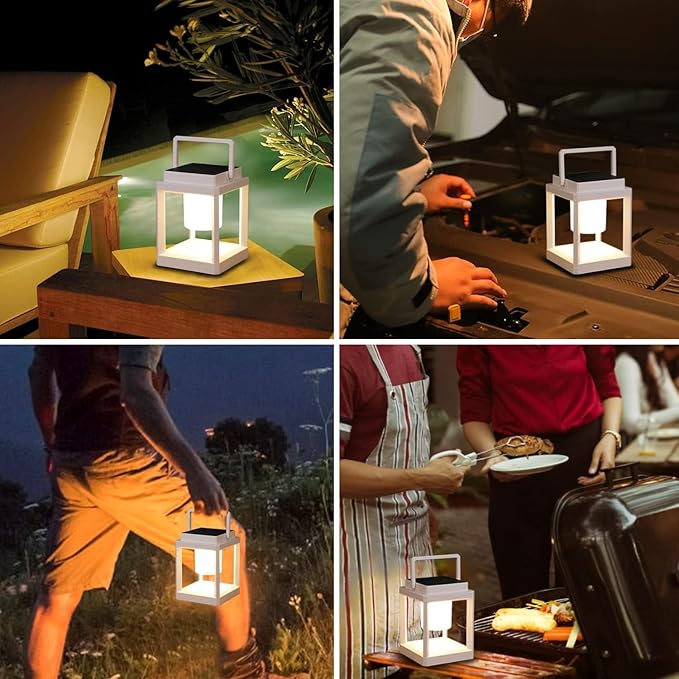Outdoor Table Lamp, Led Lamps for Nightstand, Solar Lanterns Outdoor Hanging for Patio Waterproof