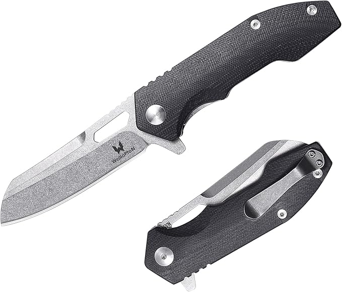 Camping Folding Knife - S35VN Powder Steel G10 Handle Comfortable Grip - Great for Cutting Hunting