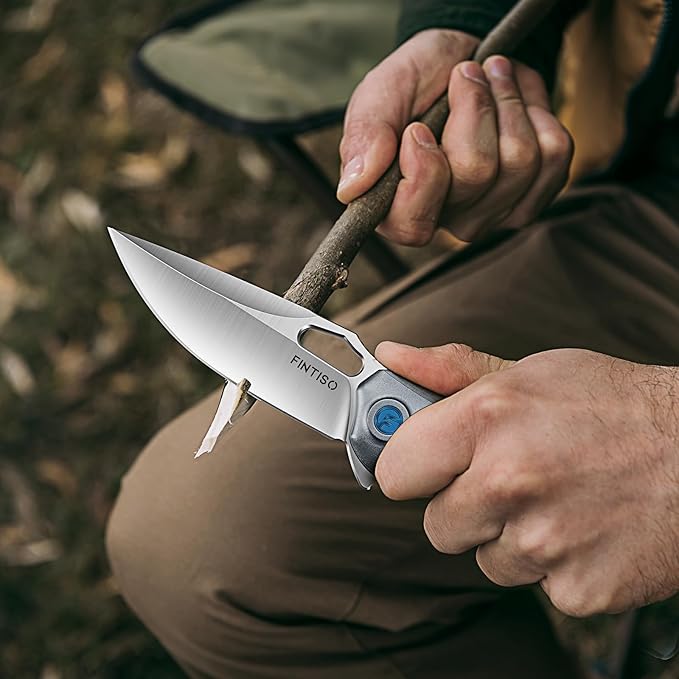 FINTISO Pocket Knife 3.38" Folding Knife Premium 14C28N Blade with 6061 Aluminum Alloy Handle