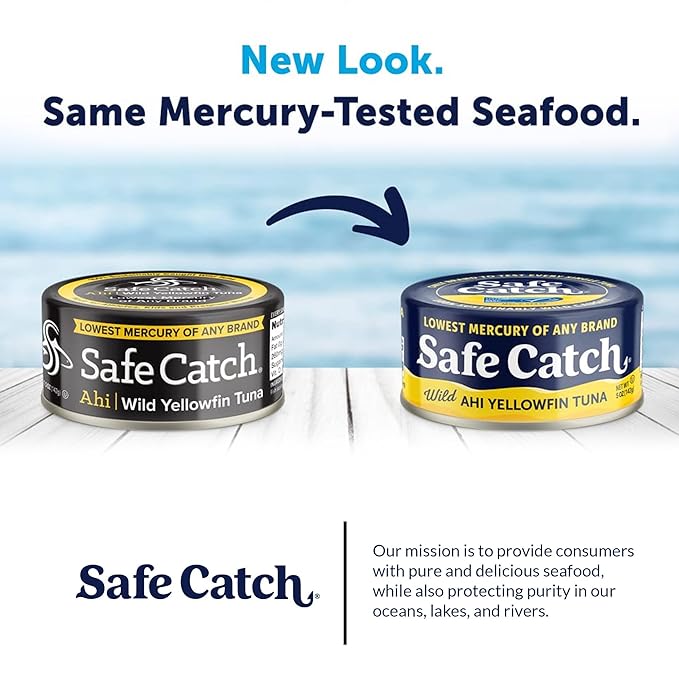 Safe Catch Wild Ahi Yellowfin Tuna Fish Canned, Wild Caught, Lowest Mercury, Lean Protein, Omega 3