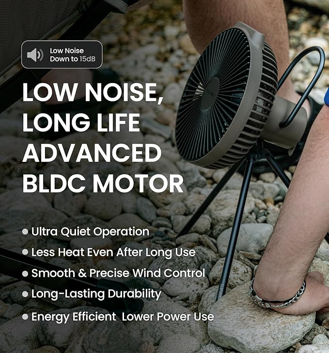 Claymore V600+ Black Rechargeable Portable Fan ??7,800mAh Battery, 4-Speed BLDC Ultra-Quiet Air