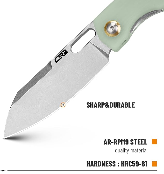 CJRB Pocket EDC Knife - Ekko(J1929) Small Folding Knife AR-RPM9 Steel Blade and Natural Green G10