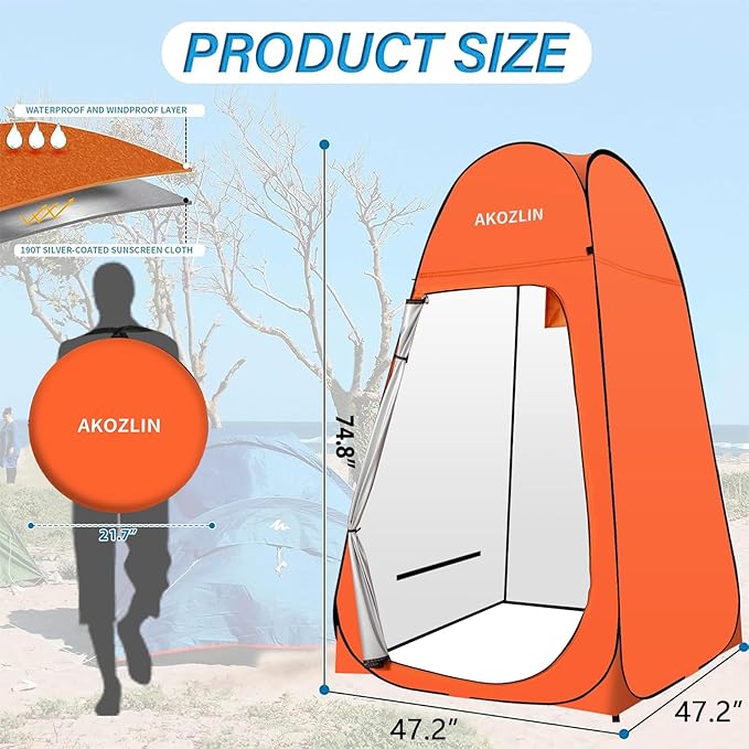 AKOZLIN Portable Pop Up Shower Tent Instant Privacy Dressing Changing Tent Outdoor Shower Room Camp