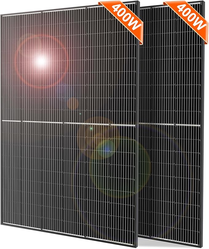 DOKIO 800W (2×400W) Mono Solar Panels 12/24V, 3 m Leads per Panel for Garden/Yard - Home/Backyard