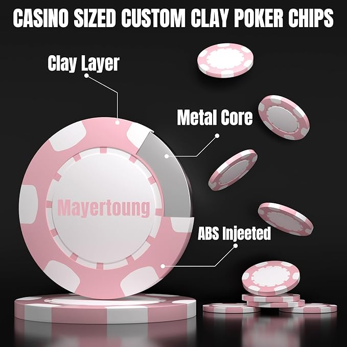 25 Custom Clay Poker Chips, 40mm Heavy 11.5g Casino Sized Personalized Poker Chips with Your Logo