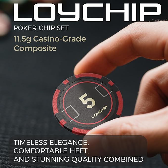 Poker Set with Numbered Chips 600-pcs for Card Board Game, 11.5g Weight with Playing Cards for
