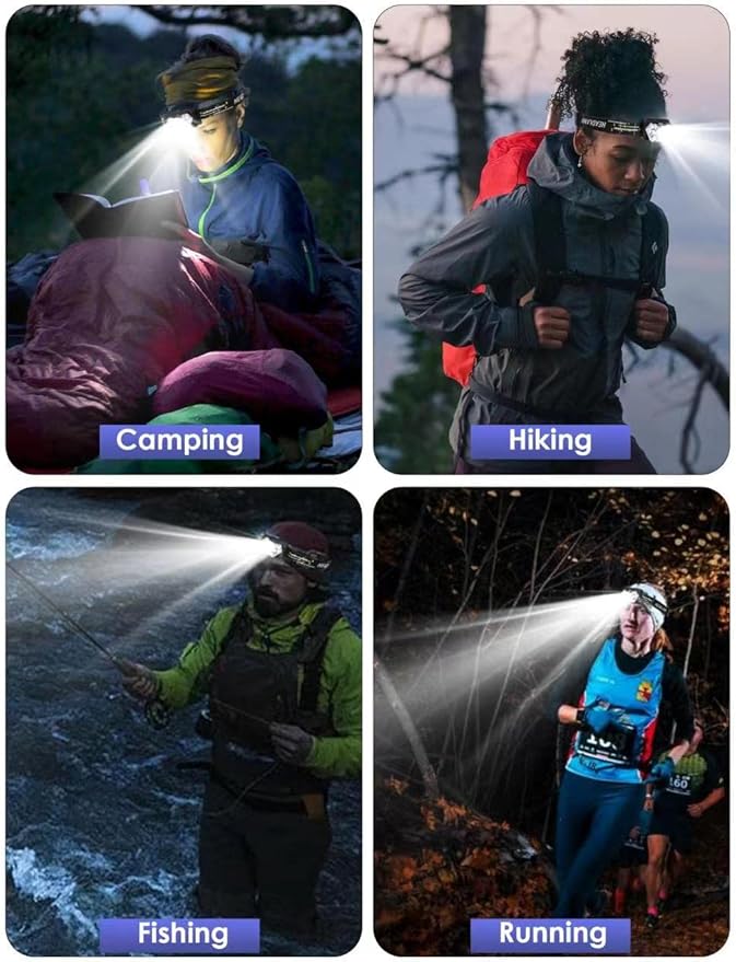 2000 Lumen 9 LED Headlamp 2 Pack, Ultra Bright Head Lamp with 6 Modes, IPX5 Waterproof Head Light