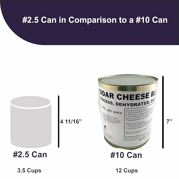 Freeze Dried Canned Powdered Cheddar Cheese Can | Jarred and Packed Long Term Food Storage (25+