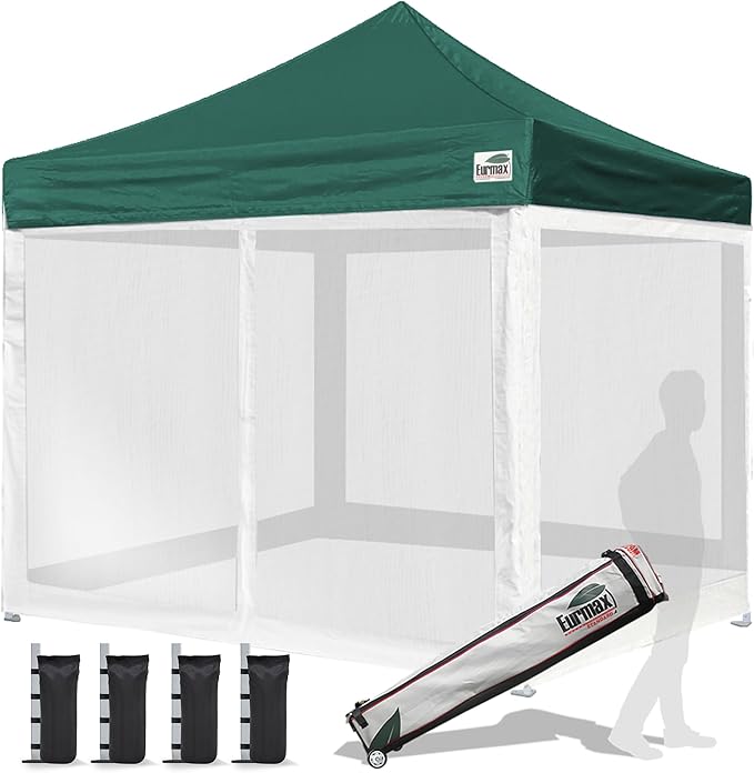 Eurmax USA 10'x10' Pop-up Canopy Tent Commercial Instant Canopies with 4 Removable Zipper End