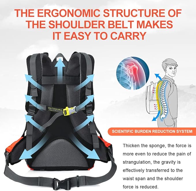 INOXTO lightweight Hiking Backpack 35L/40L Hiking Daypack with Waterproof Rain Cover for Travel