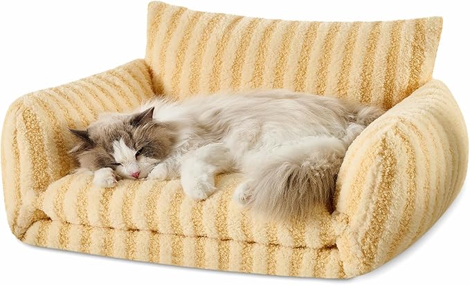 Hollypet Cat Bed Fluffy Plush Mutifuctional Double-Layer Soft Pet Couch Orthopedic Sofa Nest Beds