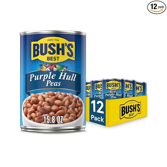 BUSH'S BEST 15.8 oz Canned Purple Hull Peas, Source of Plant Based Protein and Fiber, Low Fat