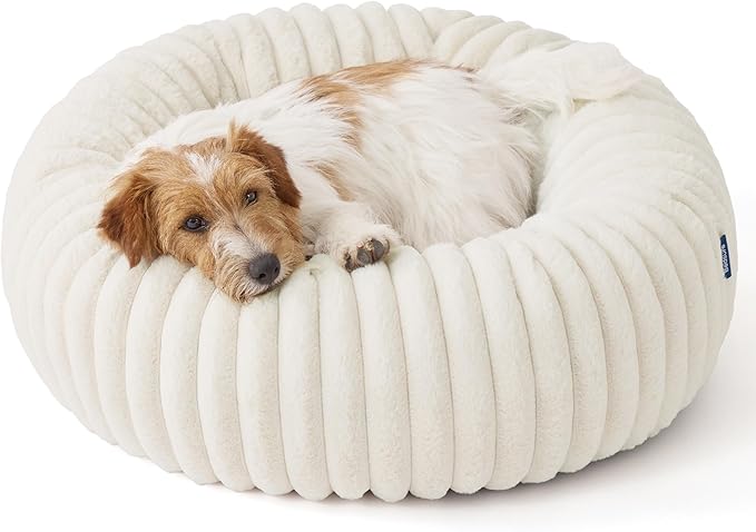 Bedsure Donut Small Dog Bed - Dog Beds for Small Dogs with Corduroy Fleece & Anti Slip Bottom