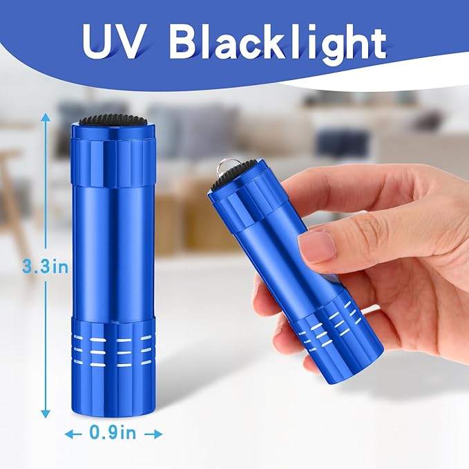 Riakrum 12 Pieces UV Blacklight Flashlights LED Handheld Mini Light Flashlight Small Portable