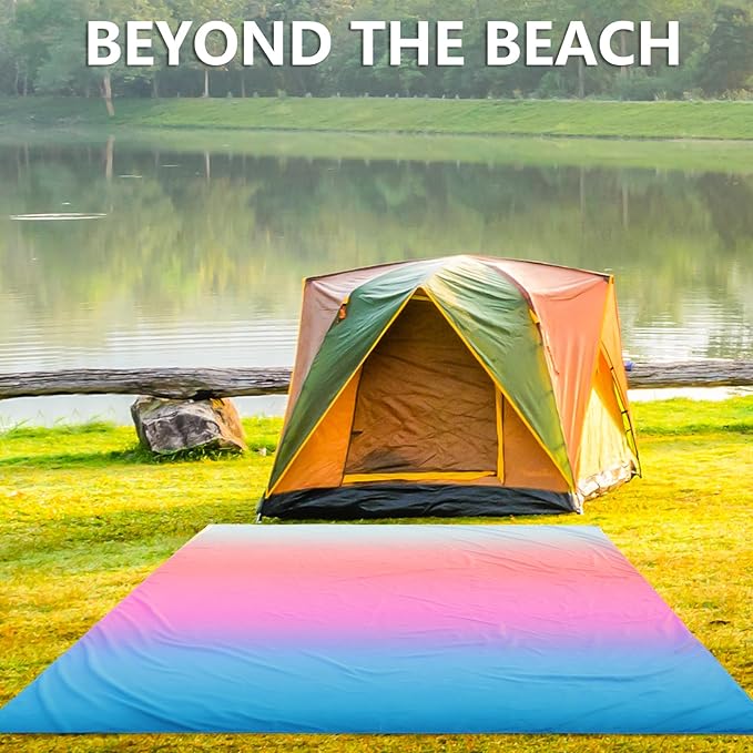 Beach Blanket Waterproof Sandproof Beach Mat 79" X 83"/10'x9'for 2-8 Adults Quick Drying Outdoor