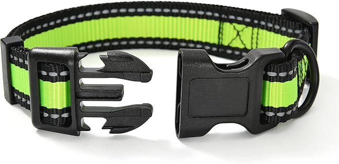 Mile High Life Dog Collar | Nylon Reflective Dog Collars | Light Weight Puppy Collars | Lime Green