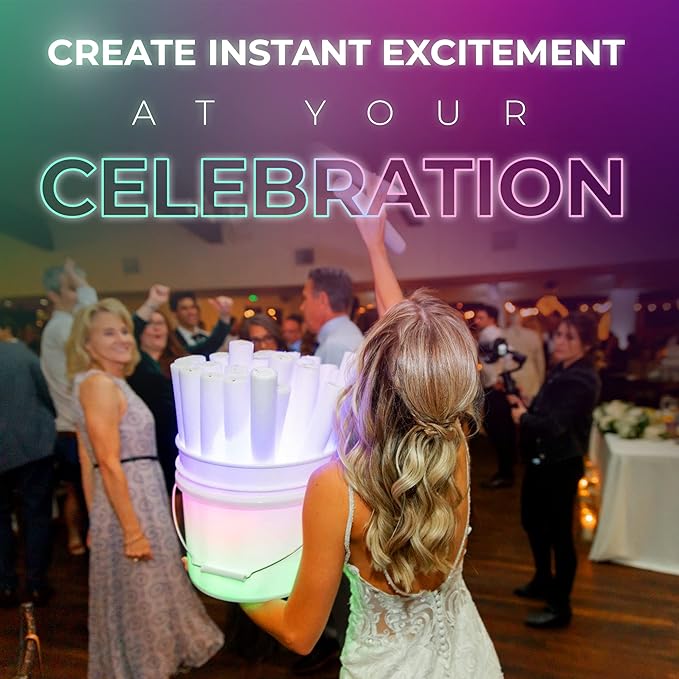 100 Pack - Multicolor LED Foam Sticks Glow Batons - 3 Modes - 18" - Great for Weddings and Parties